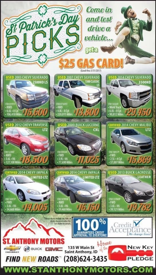 Weekly Specials St. Anthony Motors Chevrolet GMC in Saint Anthony ID